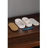 İronika 1000 ml Bambu Kapaklı Lunch Box 2 Katlı Bölmeli Yemek Beslenme Kutusu Saklama Kabı Mavi
