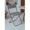İronika Anatolia Metal Gövdeli Deri Kapitone Sandalye Katlanır Mutfak Bahçe Sandalyesi Gri