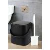 İronika Click Kapaklı Banyo Tuvalet Çöp Kovası Silikon Tuvalet Fırçası 2'li Banyo Seti Siyah