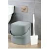 İronika Click Kapaklı Banyo Tuvalet Çöp Kovası Silikon Tuvalet Fırçası 2'li Banyo Seti Gri