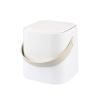 İronika Deri Saplı İç Kovalı Click Kapaklı Mutfak Banyo Tuvalet Çöp Kovası 4 LT Çöp Kutusu Beyaz