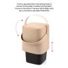İronika Deri Saplı İç Kovalı Click Kapaklı Mutfak Banyo Tuvalet Çöp Kovası 4 LT Çöp Kutusu Kahve